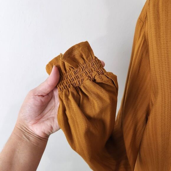 Knox Rose Peasant Top Womens XXL Rust Heritage Tie Ruffle Cuffs Rayon Boho Flowy - Picture 4 of 15